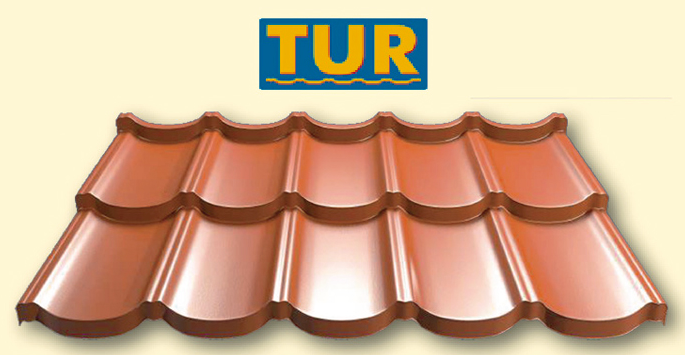 Металочерепиця модульна TUR ® ⁇ ТУР ⁇ Ral 8017 ⁇ 0,5 mm ⁇ Purmat ⁇ Польща ⁇ TM Прушинки ⁇ 0,805 м2 ⁇