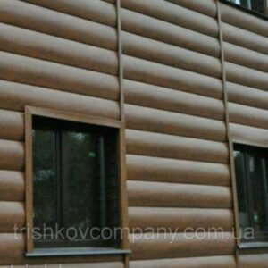 Металевий сайдинг імітація дерев'яного срубу Темний дуб 0,4 мм Ю.Корея