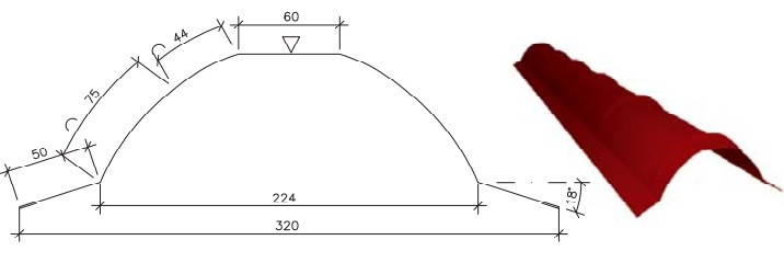 Конек напівкруглий Ruukki 50 plus 0.5 мм RA-1-BRO.