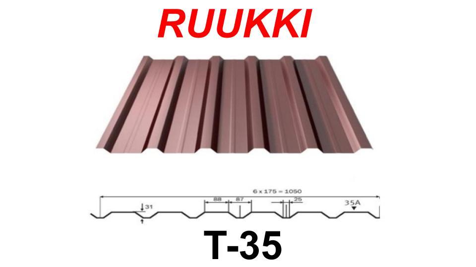 Профіль покрівельний Т 35-88-1050 Ruukki 0,5 мм / RR - 887 / 32 / Crown BT