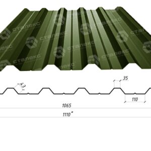 Профнастил НС-35 0,5 мм RAL 6020 ARVEDI Італія