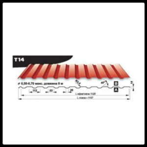 Профнастил Т 14 Blachy Pruszynski PEMA матовий 0,5 мм Arcelor Mittal Польща