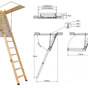 Драбина на горище Fakro LWS smart  ⁇  60 / 130 / 305  ⁇  три-сегментна дерев'яна