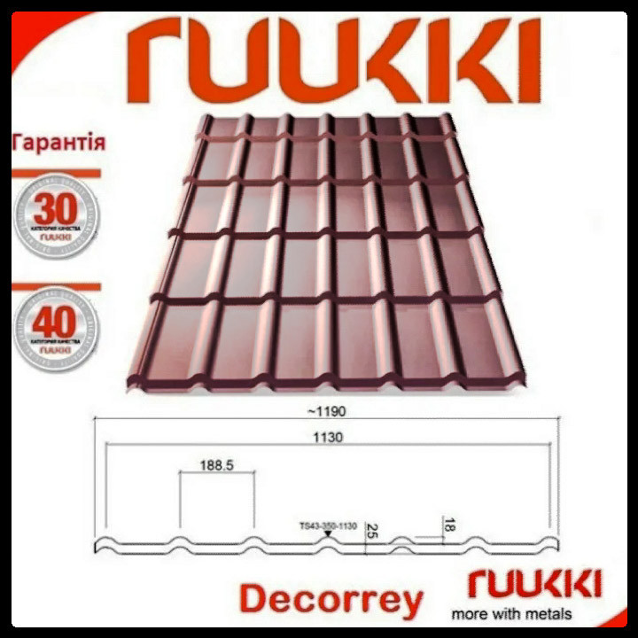Металочерепиця Ruukki Decorrey Grand PuralMatt BT — RR