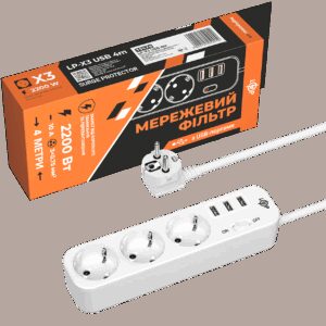 Мережевий фільтр PREMIUM LP-X3 USB 4 м White (2200 Вт)