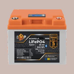 Акумулятор LP LiFePO4 12,8V - 50 Ah (640Wh) (BMS 80А/50A) пластик LCD Smart BT