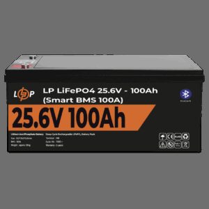 Акумулятор LP LiFePO4 24V (25,6V) - 100 Ah (2560Wh) (Smart BMS 100А) з BT пластик