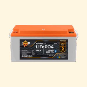 Акумулятор LP LiFePO4 25,6V - 100 Ah (2560Wh) (BMS 80A/50А) пластик Smart BT