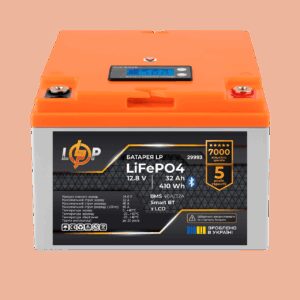 Акумулятор LP LiFePO4 12,8V - 32 Ah (410Wh) (BMS 40А/32A) пластик LCD Smart BT