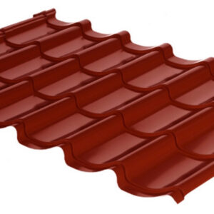 Металочерепиця Мегасіті — Rauni міні RAL 3011 (червона) PE глянець 0,45 мм. Южна Корея.