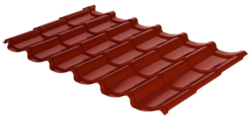 Металочерепиця Мегасіті — Rauni міні RAL 3011 (червона) PE глянець 0,45 мм. Южна Корея.