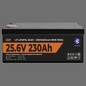 Акумулятор LP LiFePO4 25,6V - 230 Ah (5888Wh) (Smart BMS 150А) з BT пластик