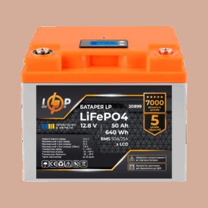 Акумулятор LP LiFePO4 для ДБЖ LCD 12V (12,8V) - 50 Ah (640Wh) (BMS 50A/25A) пластик