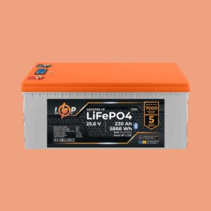 Акумулятор LP LiFePO4 25,6V - 230 Ah (5888Wh) (BMS 200A/100А) пластик LCD Smart BT